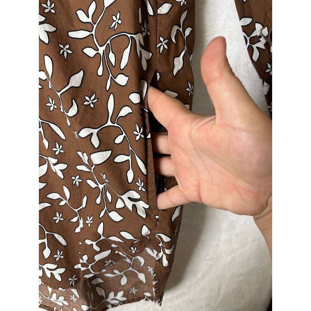 Lands' End Brown Floral Tunic Shirt Dress Cottage Boho Plus Size 1X Earthy - Picture 6 of 10